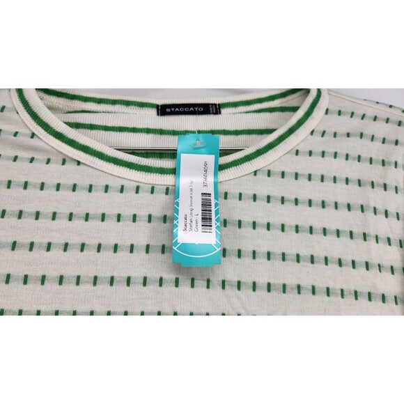 Staccato Women's Large Green Stefan Long Sleeve Knit Top Shirt NWOT Geometric - Picture 6 of 9